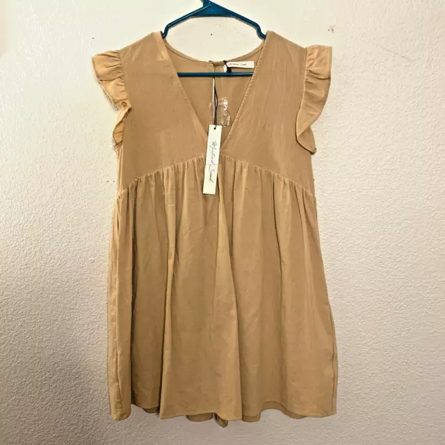 NWT Mustard Seed Women's Small Sand Sophia Romper Baby Doll Flutter Sleeve Dress