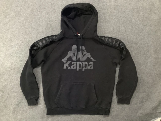 Kappa Hoodie Mens Large Black Sweatshirt Spellout Sweater