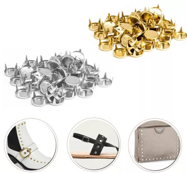 Up to 500pcs 9mm Round Spike Claw Flat Stud Leatherwork Shoes Bags Punk Style