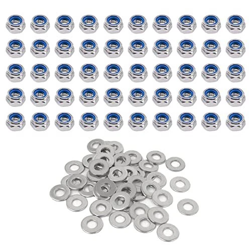 Stainless Steel Insert Lock Nuts - Hex Locknuts (50pcs)