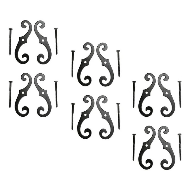 Black Shutter Dog Holders 6.5" L S Style Solid Aluminium with Screws Pack of 6