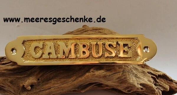 Maritime Deko Türschild / Messingschild "CAMBUSE" ca. 18 x 4 cm