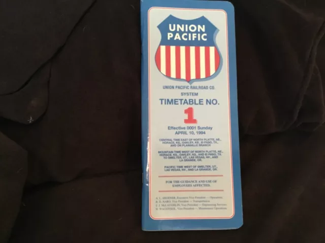 NOS Union Pacific Railroad System Timetable No. 1, April 10, 1994