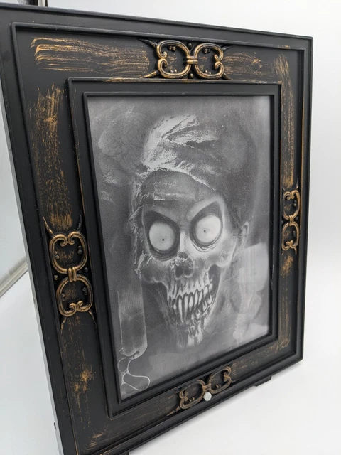Gemmy Halloween Haunted Talking Portrait Lady Skull Red Eyes Motion Sensor 15x12 3