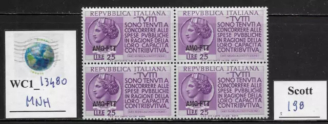 WC1_13480. ITALY:TRIESTE FTT. Block of 1954 TAX CAMPAIGN. Scott 198. MNH