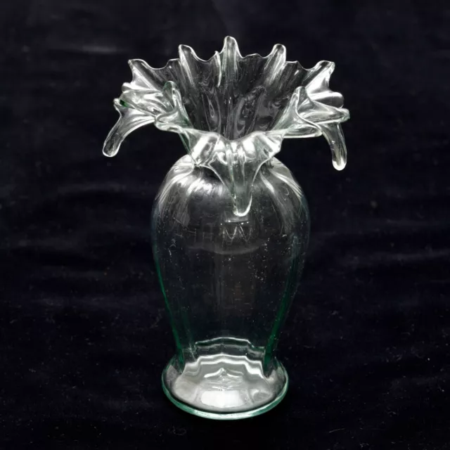 Clear Glass Scalloped Ruffled Edge Vase