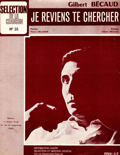 Partition cht pn acc gt GF 1967 - Je reviens te chercher - Gilbert BECAUD