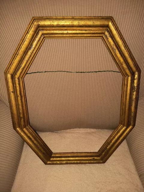 Vtg Distressed Gold Gilt WOOD Frame 20”x17”x2" overall; 15.25” x 12.25" inner.