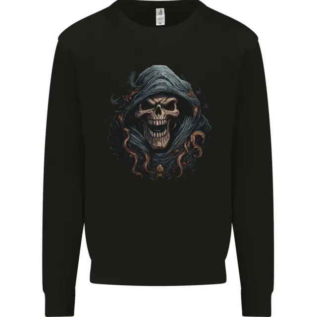 Crazy Grim Reaper Skull Demon Heavy Metal Kids Sweatshirt Jumper