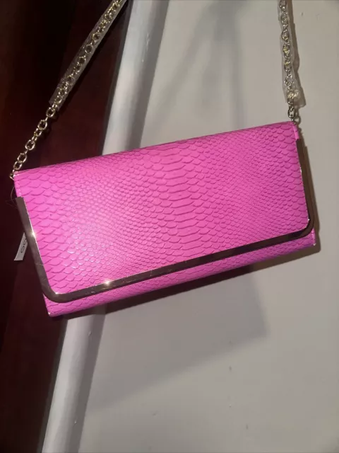 NEW With Tag Aldo Purse Handbag pink Snakeskin with gold accents Clutch