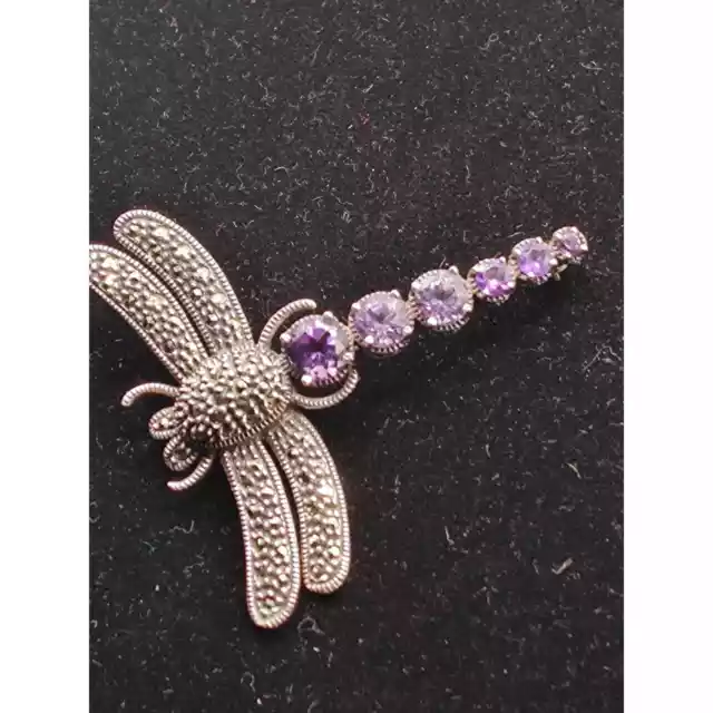 Beautiful Vintage Judith Jack Sterling Silver, Marcasite and Amethyst.