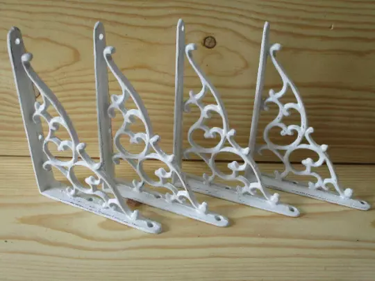 4 Antique Style Shelf Brace Wall Bracket Cast Iron Brackets Vine Garden Corbels