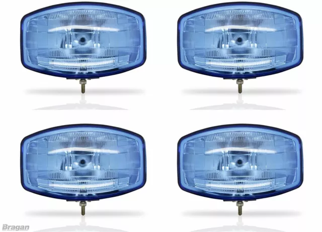 4x 12v 9.5 " Jumbo Ovale Bleu ABS Lampe Spot + LED Pickup Utilitaire Bus 4x4