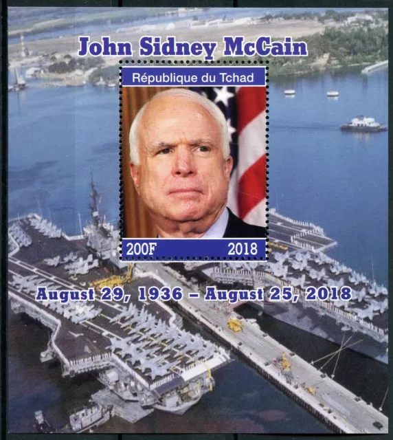 Chad 2018 MNH US Senator John McCain 1v M/S Politicians Famous People Stamps