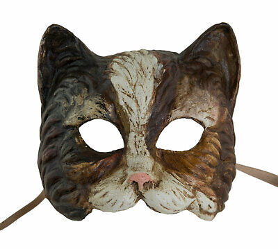 Mask from Venice Cat Bobtail Brown Gatto Paper Mache Carnival Venetian 1712 V16
