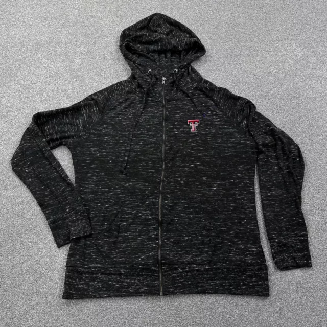 Texas Tech Red Raiders Shirt Women Large Black Full Zip Up Hoodie Thin Ladies