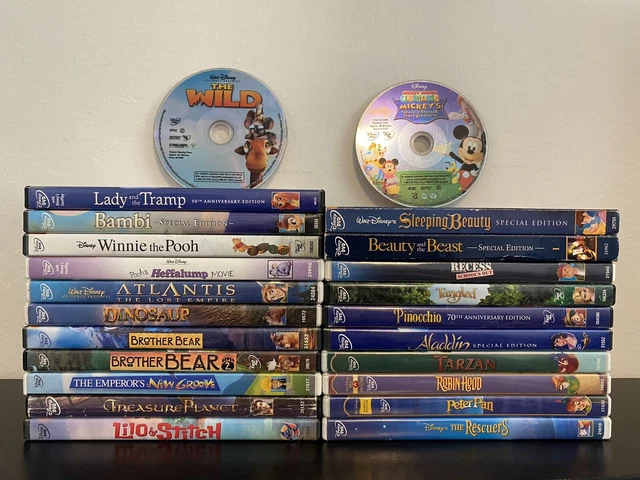 23x Classic Disney Animation DVD Movie Lot (Bambi, Aladdin, Rescuers, Pinocchio)