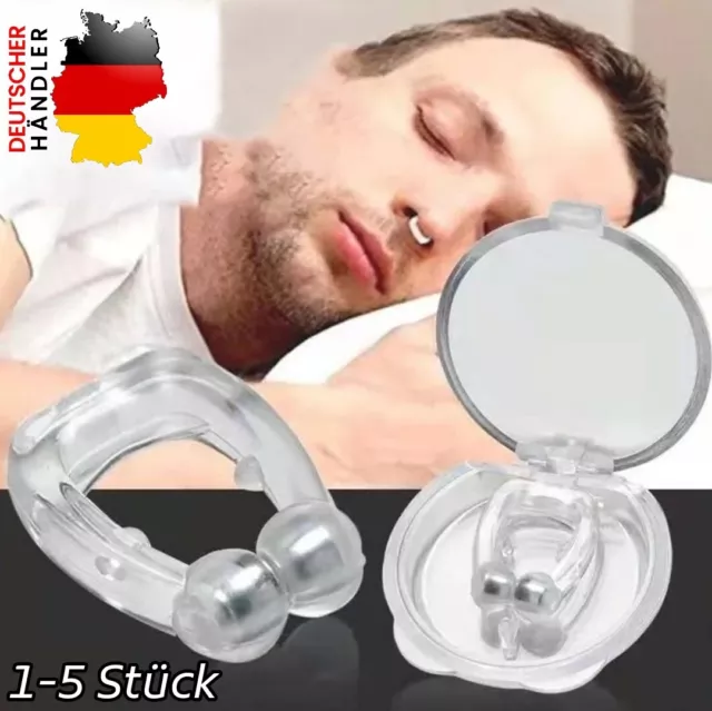 Anti Schnarch Ring Stopper Nasenclip + Magnet Clip mit Aufbewahrungsbox Schlaf