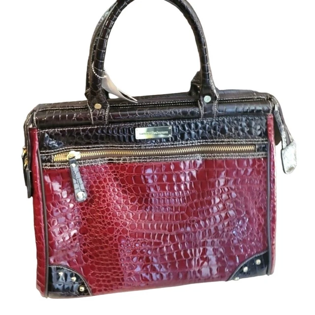 Samantha Brown Dowel Bag Tote PVC Travel Purse Carryon NEW Red Black Croc