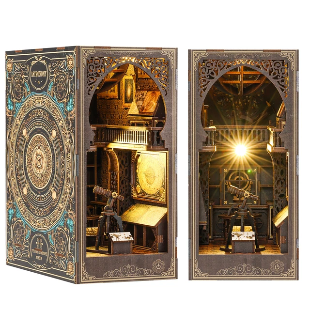 SUDOPOR DIY Book Nook Kit – 3D Holz-Puzzle Bücherregal-Einlege-Deko Mit LED "Countryside Diary"