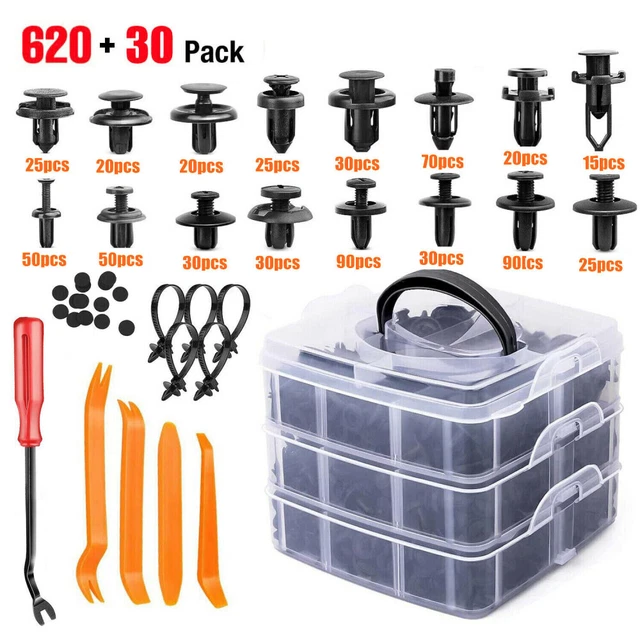 650PCS Car Retainer Auto Fasteners Push Trim Plastic Clips Pin Rivet Bumper Kit