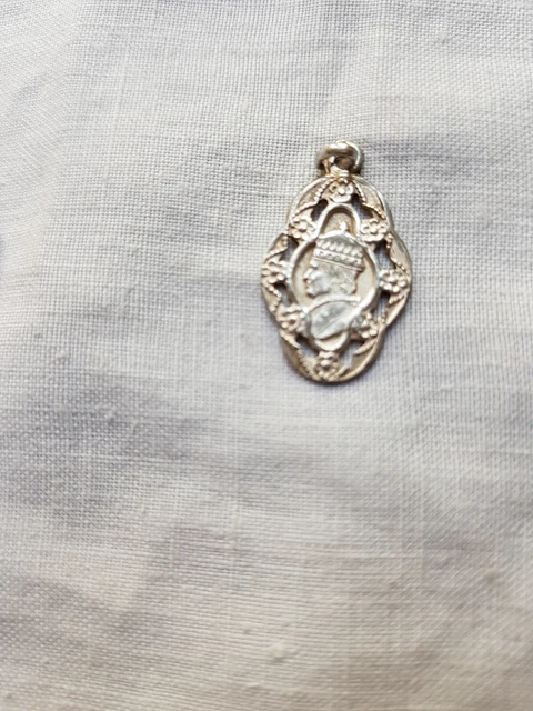 Médaille Religieuse Ancienne En Argent Massif 850/1000 - Pendentif Sainte Marie, Style Vintage, Origine France