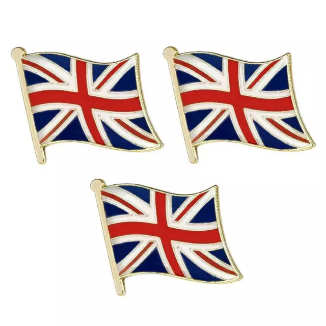 3 BRITISH FLAG PINS 0.5" Lapel Pin UK Union Jack England Hat Tie Badge Lot Set