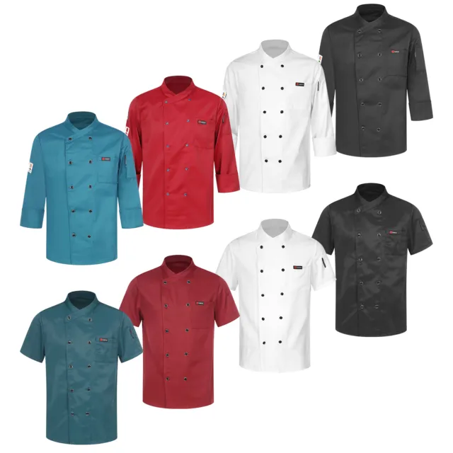 Adult Chefs Jacket Work Wear Chef Coat Catering Cooking Top Regular Shirts Fit 2
