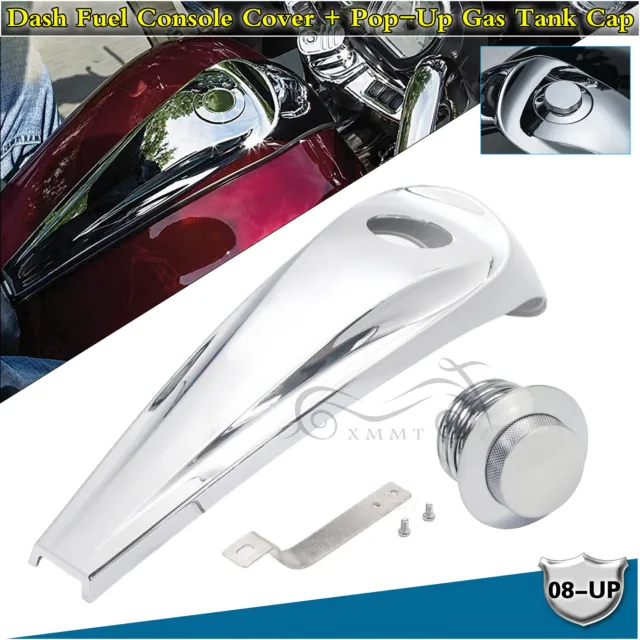 Chrome Dash Fuel Console Cover Gas Tank Cap For Harley Street Road Glide FLHX