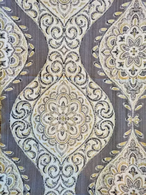 Wavery Mandala Paisley in Gray, Cream, & Gold Curtain Panels 50"x84" Set of (2)