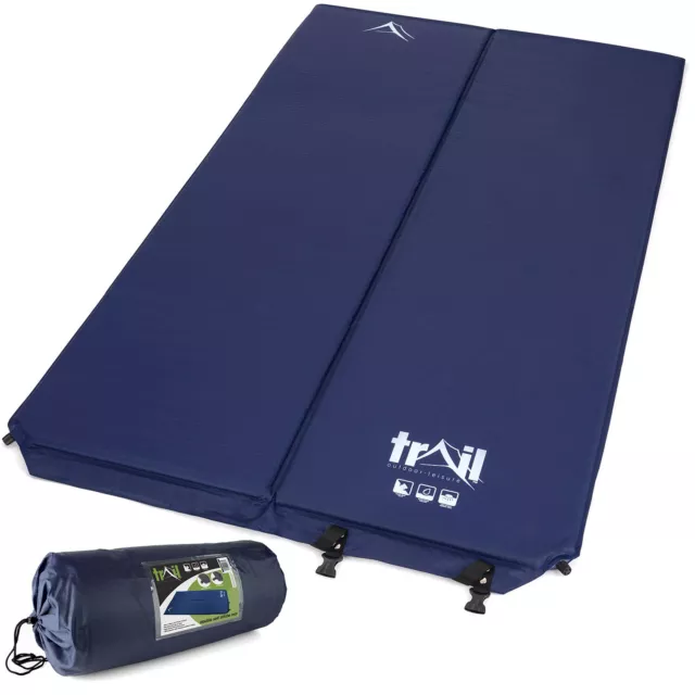 Double Camping Mat Self Inflating Inflatable Camp Roll Mattress With Bag Trail