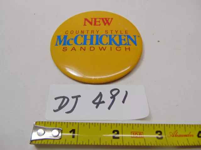 Vintage Mcdonalds Employee Uniform Pinback Button Pin Country Style Mcchicken