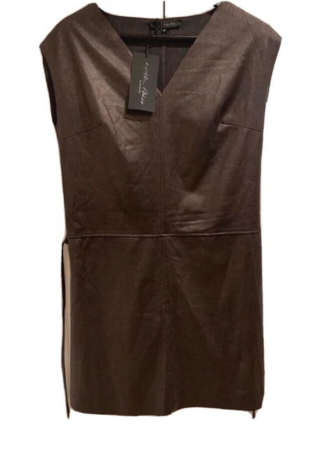 ROBE EN CUIR synthétique LolaLiza Neuve marron sans manches col en