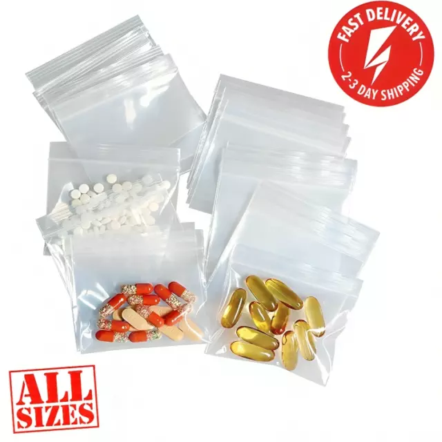 GRIP SEAL BAGS Self Resealable Clear Polythene Poly Plastic Zip Lock All Sizes