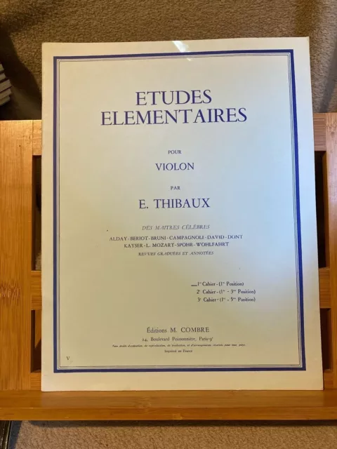 E. Thibaux études élémentaires pour violon méthode partition éditions Combre