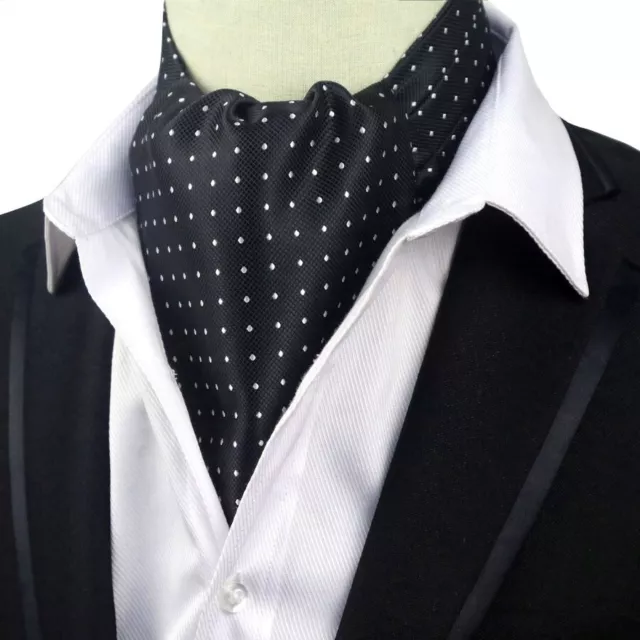 Luxury Men's Polka Dot Formal   Cravat Ascot Tie Gentleman Self Tied Neck Tie