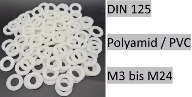 Unterlegscheiben DIN 125 Kunststoff Polyamid PVC M3 - M24 Beilagescheibe ISO7089