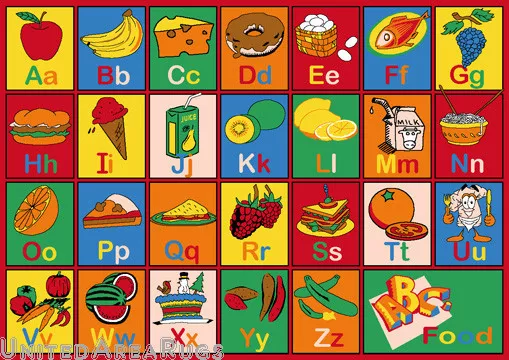 3x5 Educational Rug Kids ABC Food Names School Learning Time Alphabet  Fruit New