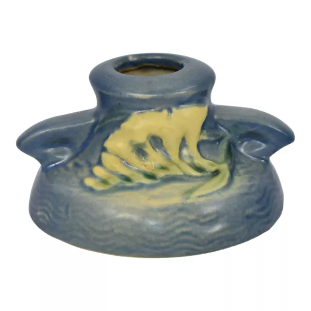 Roseville Freesia Blue 1945 Mid Century Modern Art Pottery Candle Holder 1160-2