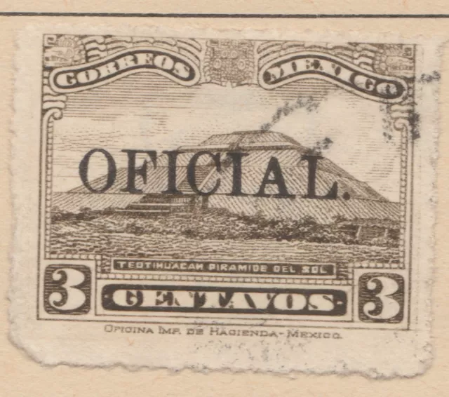 MEXICO Official 1927-31 Wmk Correos Mexico Rouletted 3c Used Stamp A29P46F38862