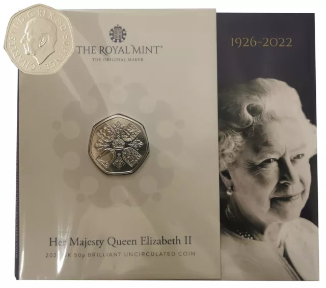 Großbritannien 2022 Münze 50 Pence Queen Elizabeth II König Charles st Memorial