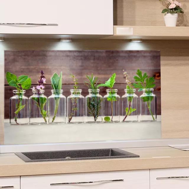 Küchenrückwand Glas ESG Motiv Käuter Spritzschutz Küche Herd Fliesenspiegel