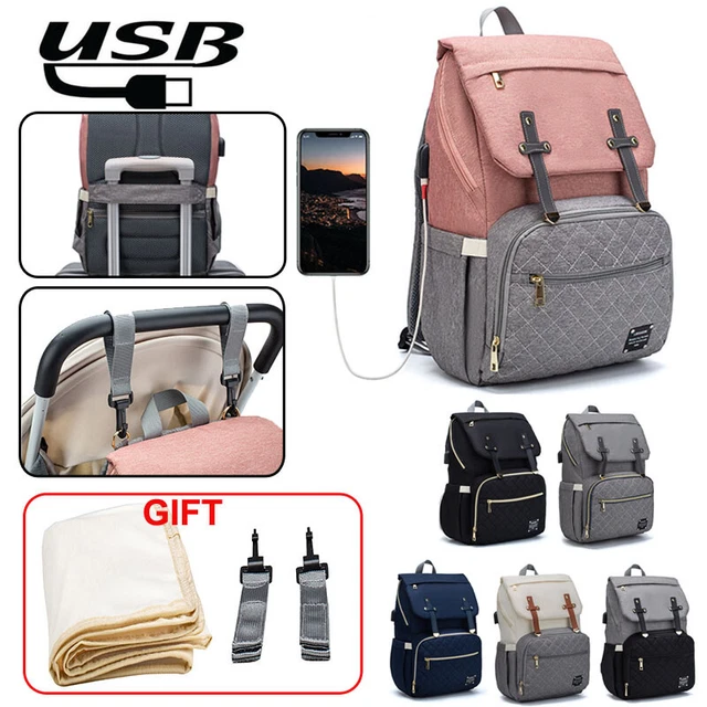 Baby Diaper Bag Mummy Maternity Nappy Backpack Functional Pockets Diaper Pad 085