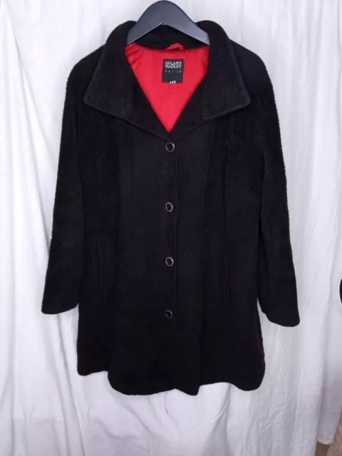 Women's Hilary Radley  Black Alpaca Wool Coat Jacket made in Peru Size 12