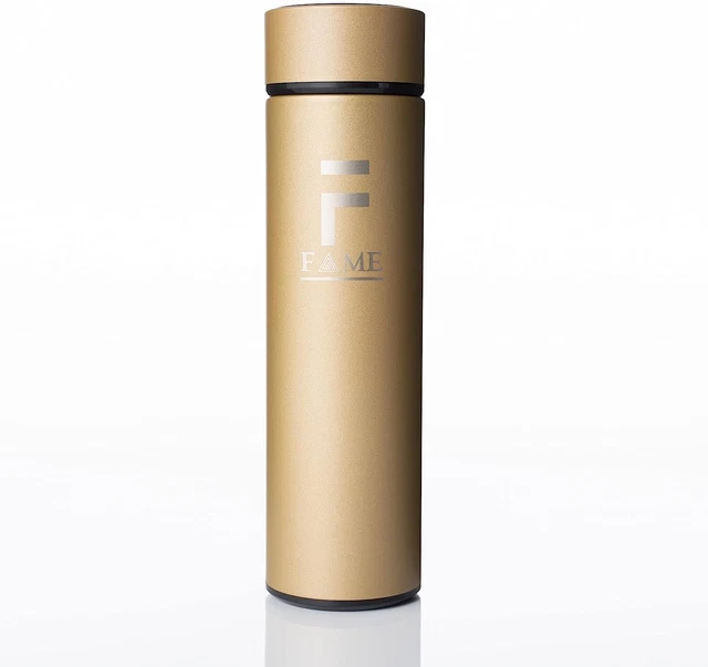 FAME Water Bottle with LED Temp. Display, Tea Infuser, Travel Coffee Tumbler NEW