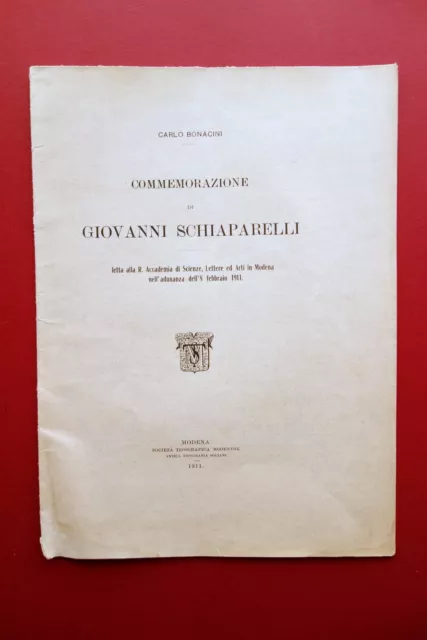 Commemorazione di Giovanni Schiaparelli C. Bonacini Modena 1911 Astronomia