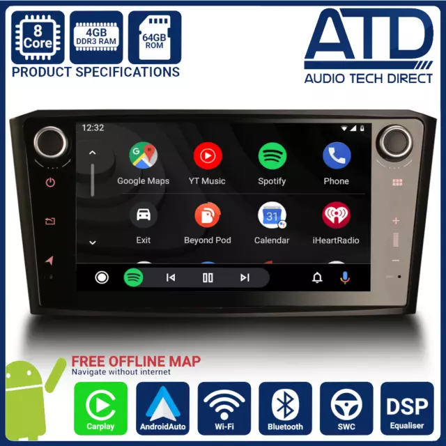 Car Radio For Toyota Avensis T25 T250 Android 10.0 Auto CarPlay SatNav DAB BT 7"