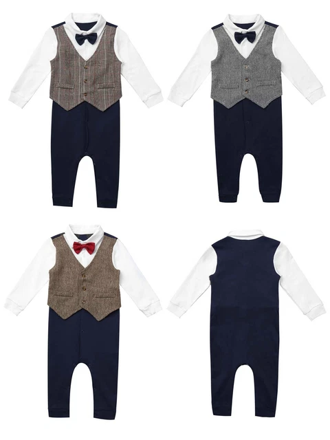 Newborn Intant Baby Boy Gentleman  Long Sleeve Romper Tops Jumpsuit Outfits