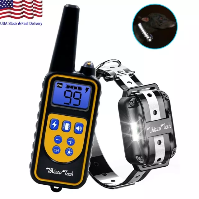 Dog Shock Training Collar Rechargeable Remote Control Waterproof IP67 875 Yards