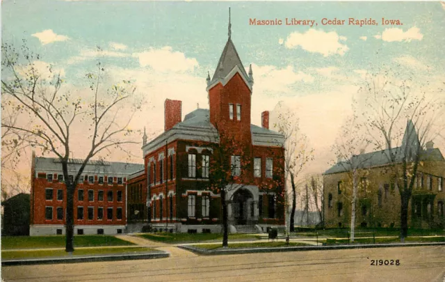 Iowa, IA, Cedar Rapids, Masonic Library 1910's Postcard